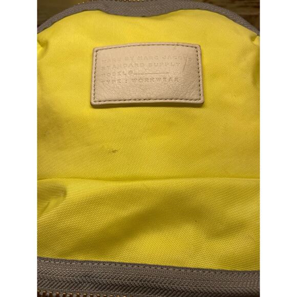 MARC JACOBS Backpack Yellow Leather Trim Gold Buckles Mother Bag Designer - Picture 3 of 16